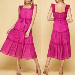Pink Tiered Midi Dress